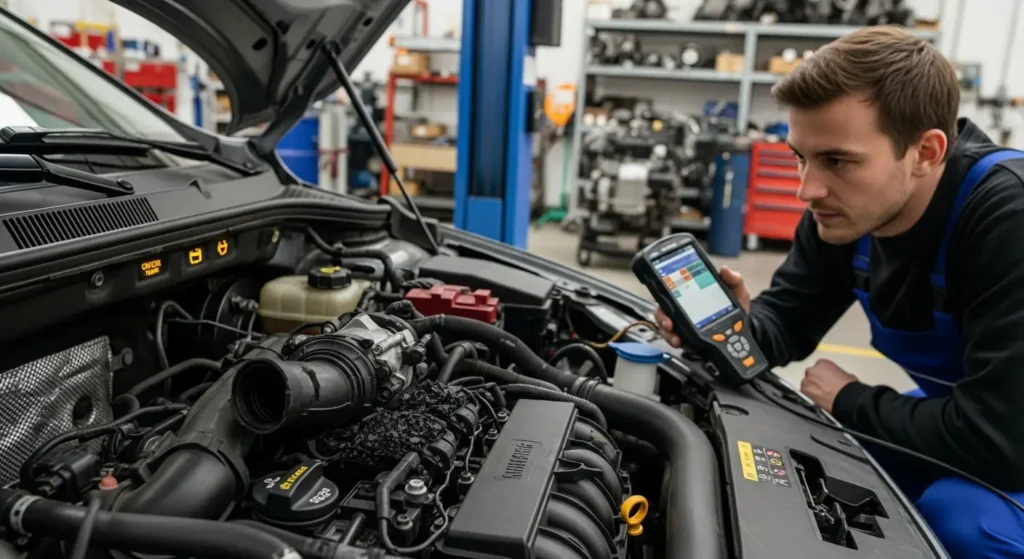 Simptomi problema s EGR ventilom: nepravilan rad motora, povećana potrošnja goriva, dim iz auspuha, lampica motora na instrument ploči.