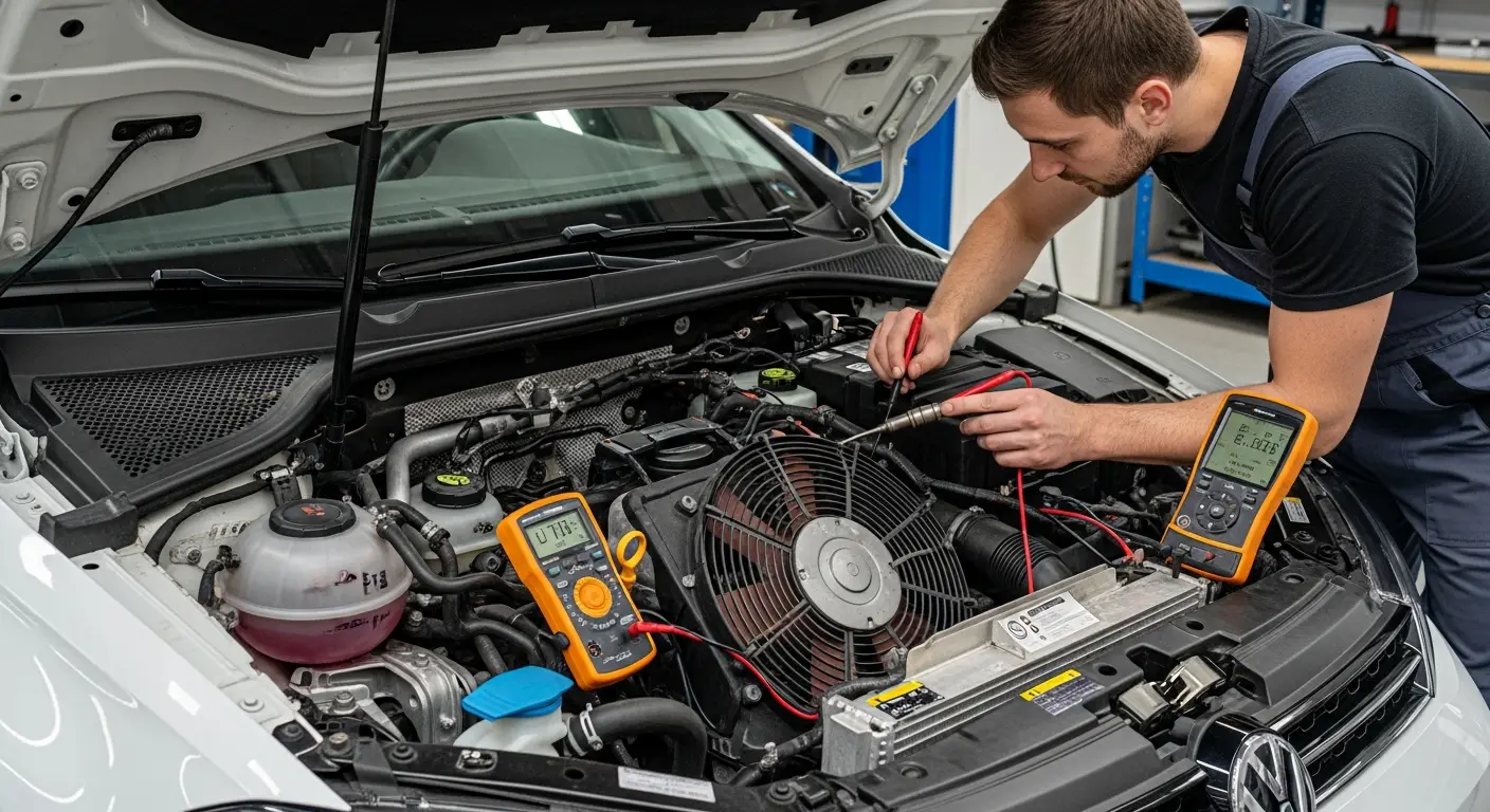 Lambda sonda automobila prikazana je s istaknutim kablovima i priključcima, uz ilustraciju simptoma kvara poput upozoravajuće lampice motora.
Automobilski motor s označenom lambda sondom i grafičkim prikazom mogućih problema, poput povećane potrošnje goriva i nestabilnog rada motora.