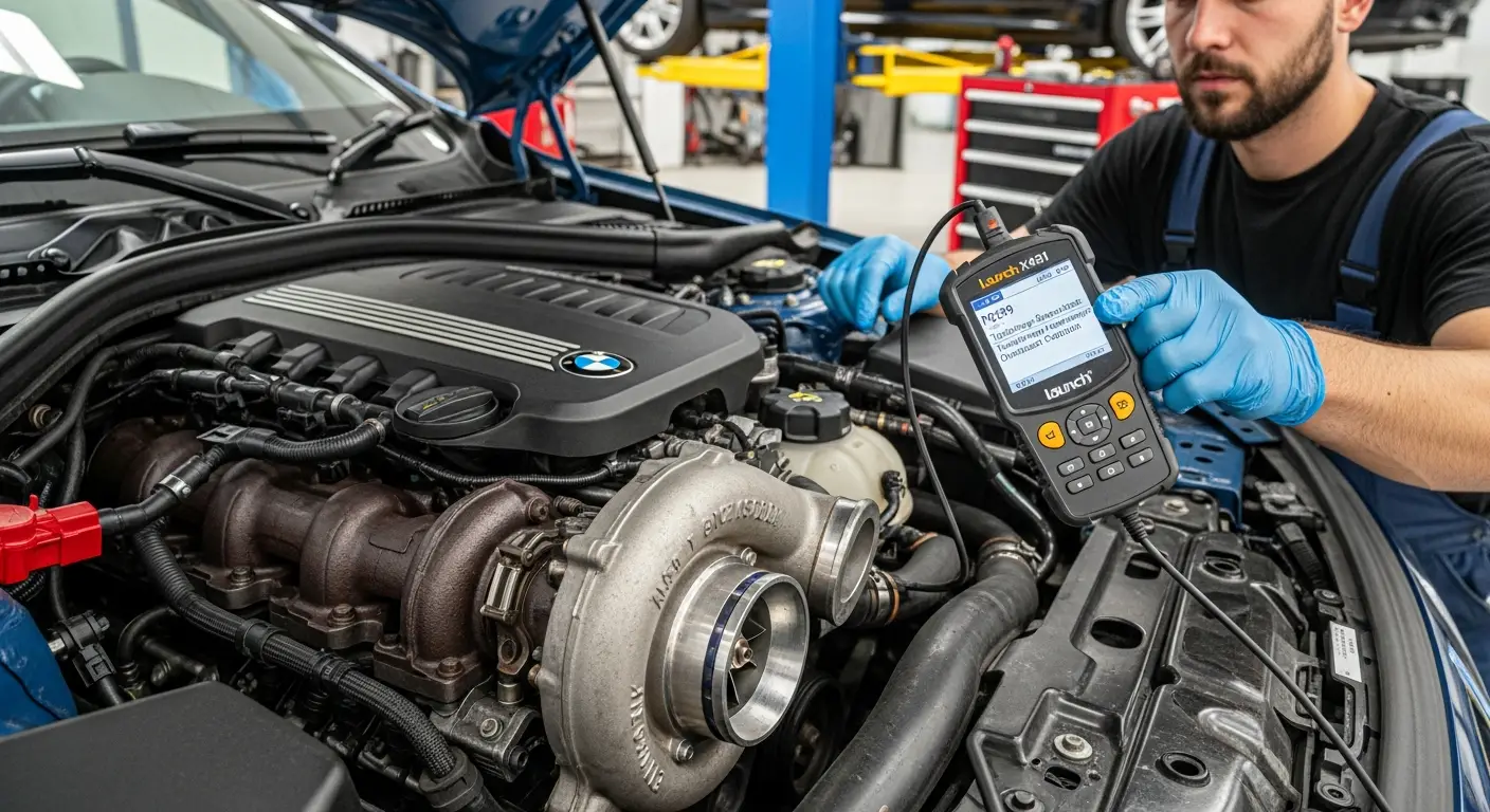 Problemi s turbopunjačem (turbo) obično se manifestiraju smanjenjem snage motora, neobičnim zvukovima, dimom iz ispuha ili upozorenjem na instrument ploči, a dijagnoza uključuje vizualni pregled, provjeru curenja i mjerenje tlaka punjenja.