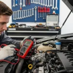 Provjera funkcionalnosti senzora položaja leptira (TPS) u automobilu pomoću multimetra za mjerenje napona i otkrivanje nepravilnosti u radu.