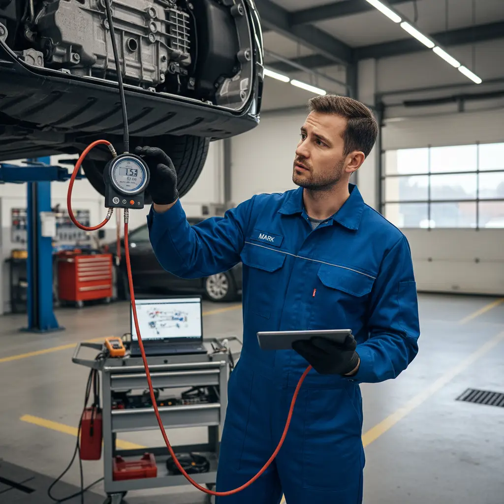 Simptomi neispravne hidraulične pumpe u automatskom mjenjaču uključuju otežano mijenjanje brzina, klizanje mjenjača i neobične zvukove, a dijagnoza se postavlja provjerom tlaka ulja i vizualnim pregledom pumpe.