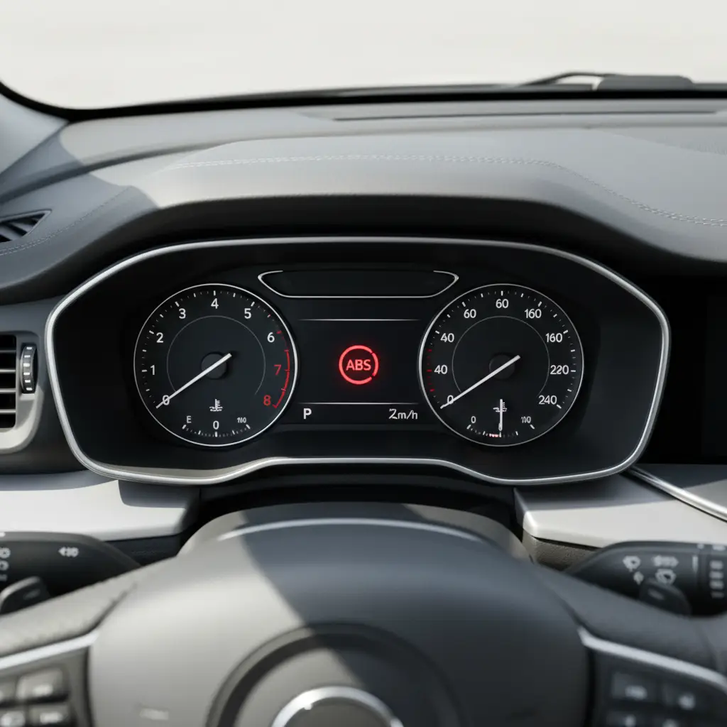 ABS (Anti-lock Braking System) kontrolna lampica na instrument tabli vozača upozorava da postoji problem s ABS sustavom, što može utjecati na sigurnost vozila tijekom online kupnje dijelova ili servisiranja.