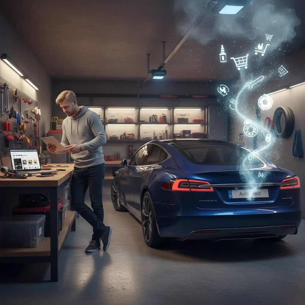 Automobil ispušta gusti bijeli dim iz auspuha prilikom pokretanja motora na parkiralištu uz prigušeno jutarnje svjetlo.