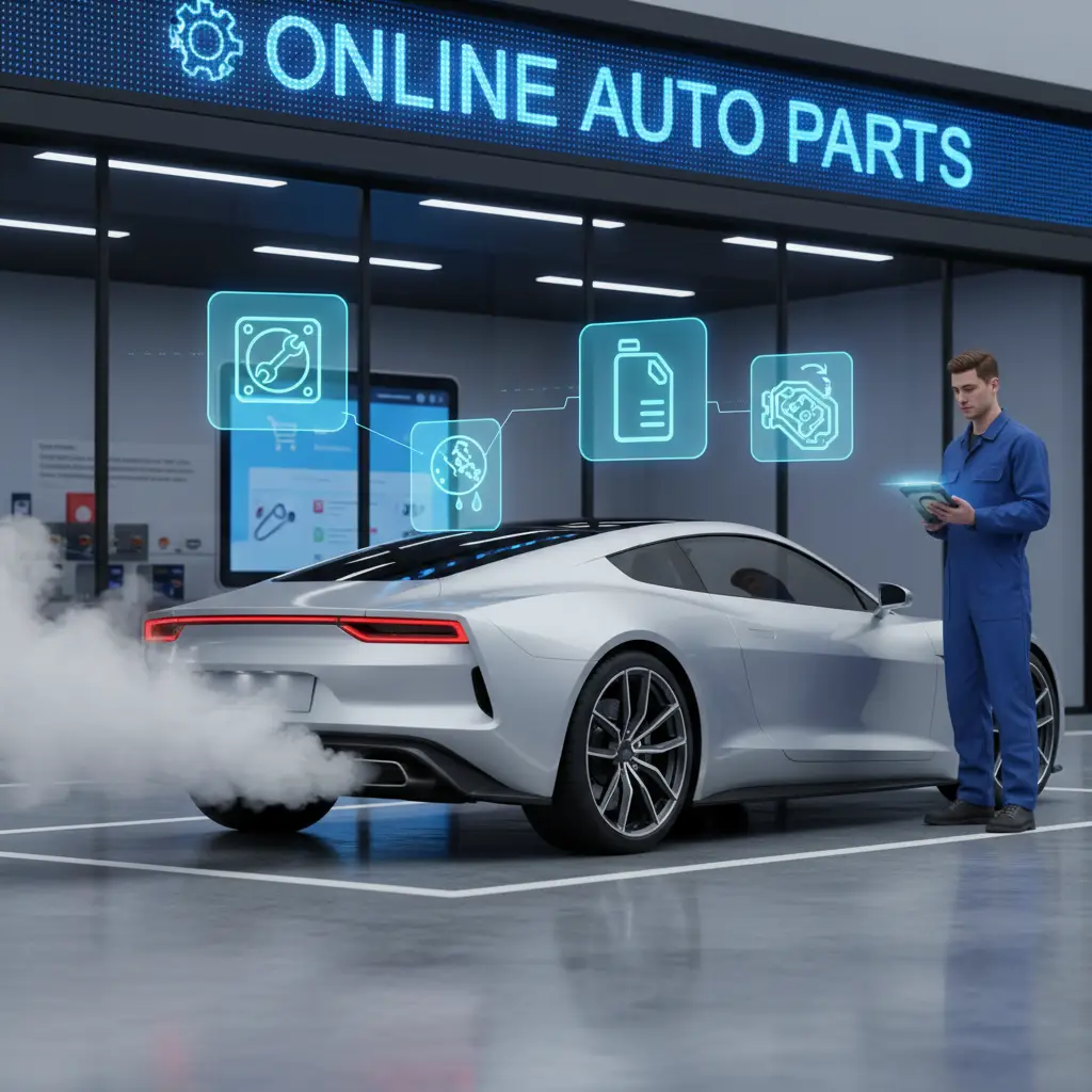 Automobil parkiran na cesti ispušta gust bijeli dim iz auspuha, što može ukazivati na probleme s motorom ili rashladnim sustavom.