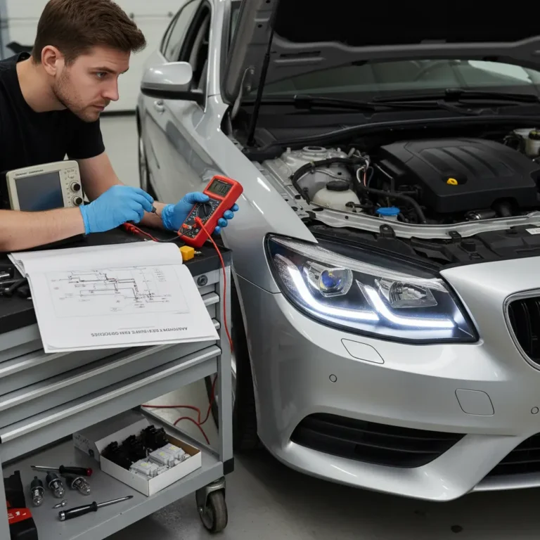 Provjera i dijagnosticiranje problema s dnevnim svjetlima automobila (DRL) prilikom online kupovine zamjenskih dijelova za vozila.