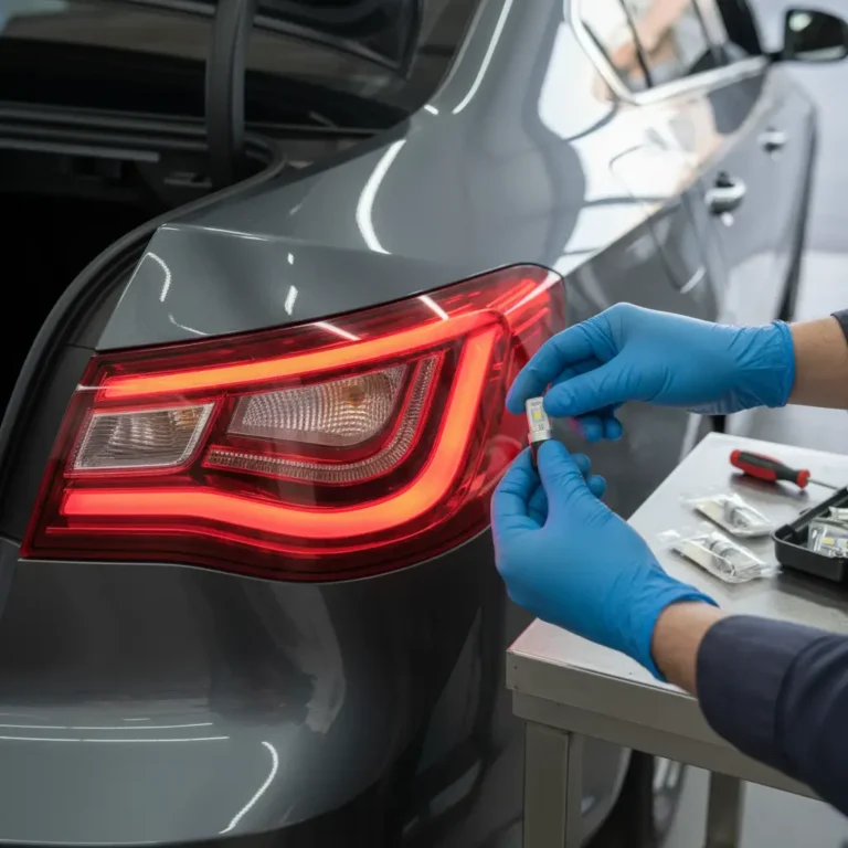 Pregledavanje LED svjetala automobila radi prepoznavanja pregorjelih lampi i online kupovina zamjenskih dijelova putem interneta uz jednostavne korake popravka.