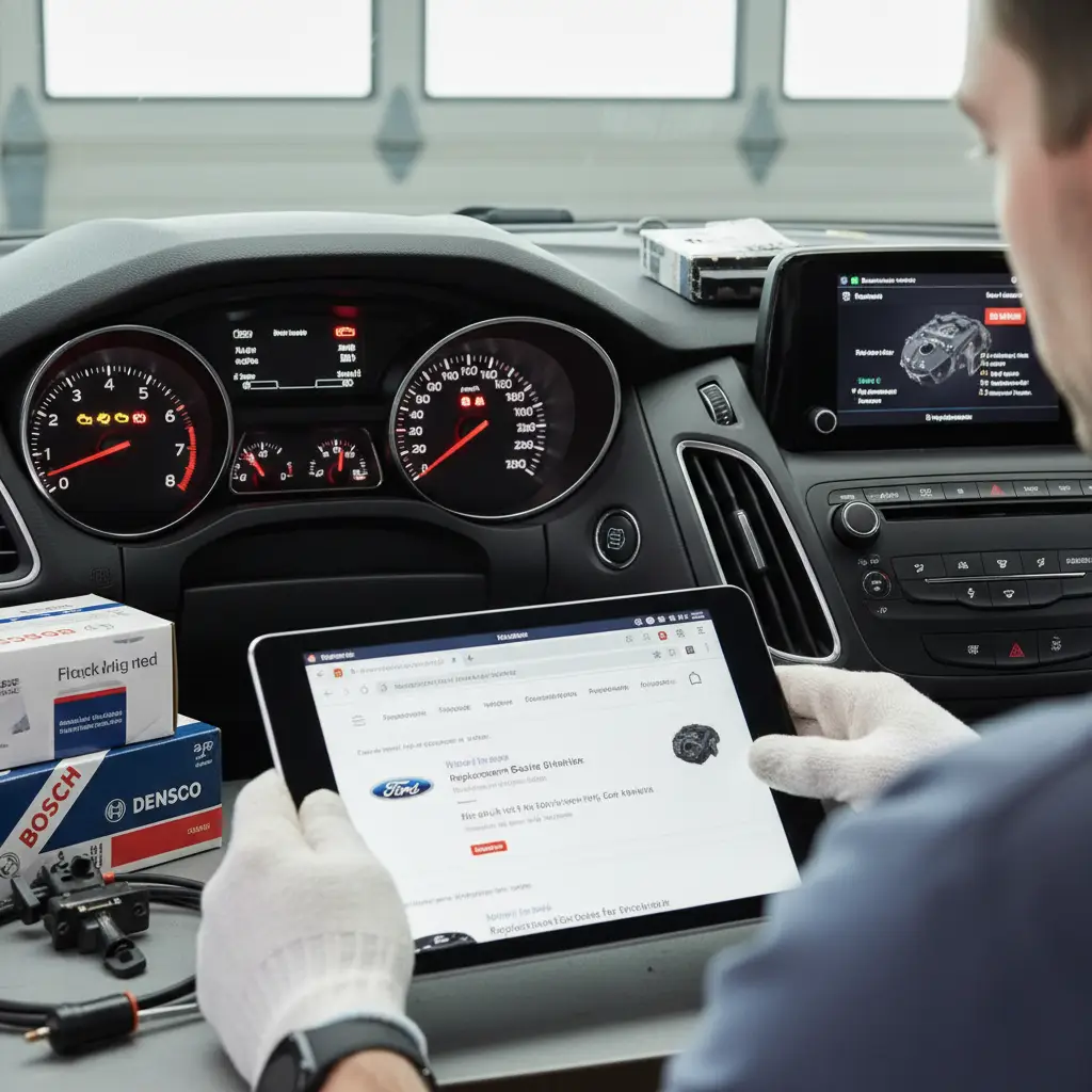 Mehaničar pregledava instrument ploču automobila, fokusirajući se na neispravan brzinomjer i svjetleće lampice upozorenja.
Panel s upravljačem, otvorenim poklopcem i raznim alatima prikazuje proces dijagnostike kvara automobilske elektronike.