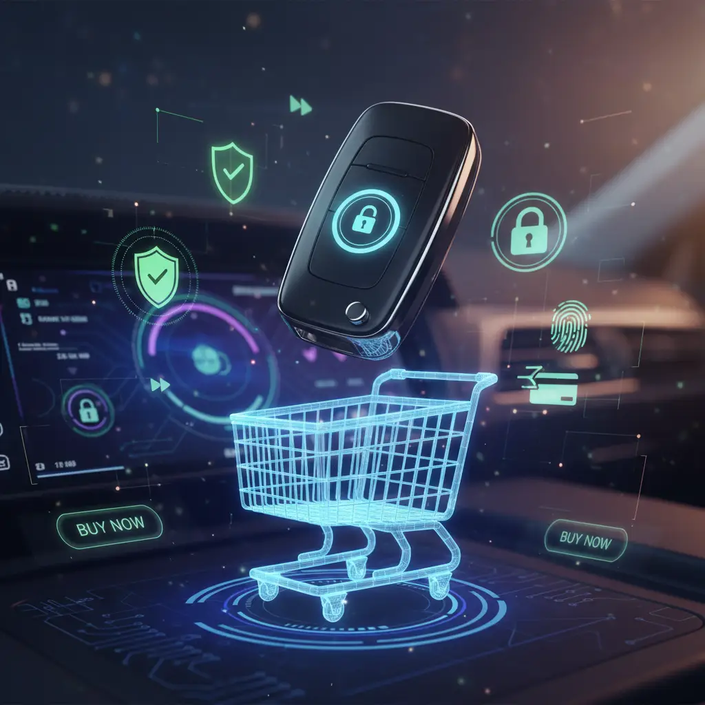 Na slici je prikazana kontrolna lampica za status ključa/immobilizera na instrumentnoj ploči automobila, koja svijetli narančasto kako bi vozača upozorila na problem s prepoznavanjem ključa.