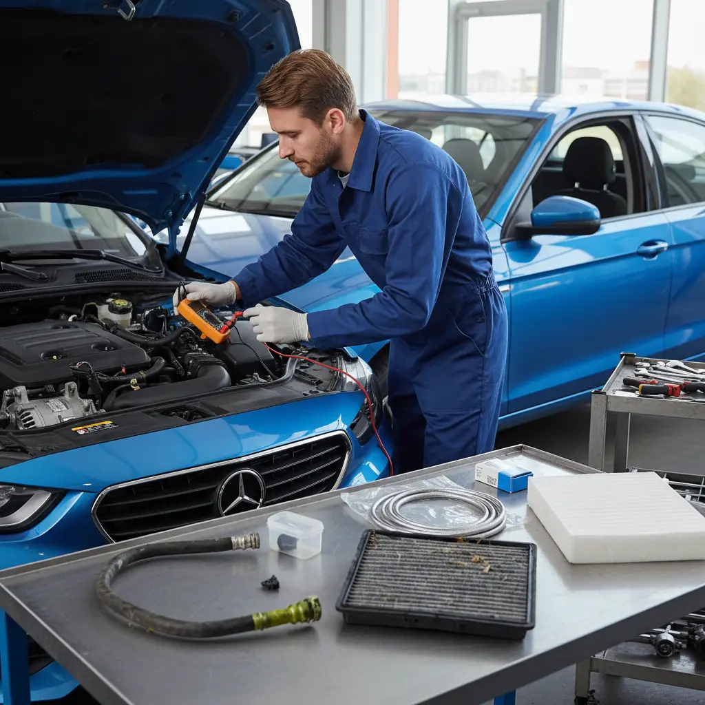 Uzroci kvara auto klime: manjak rashladnog sredstva, kvar kompresora, električni problemi, začepljeni filteri—važni faktori pri online kupnji autodijelova.