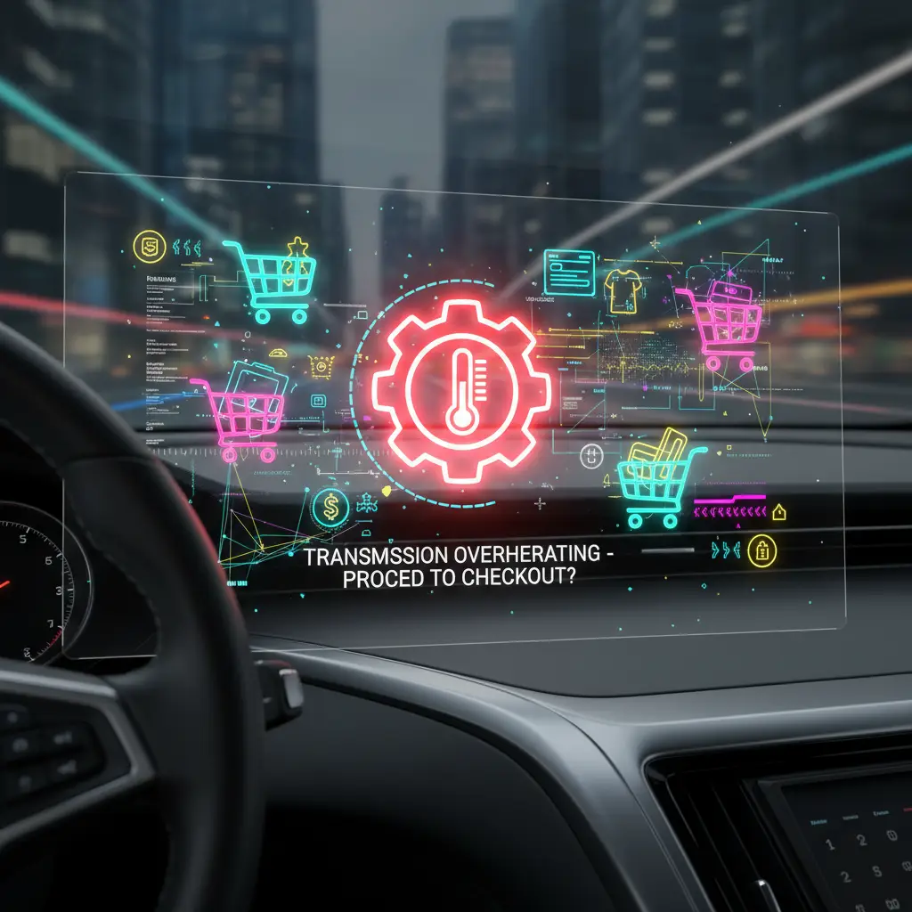 Prikaz nadzorne ploče automobila s upaljenom lampicom za temperaturu prijenosa, koja upozorava vozača na moguć problem s prijenosom.