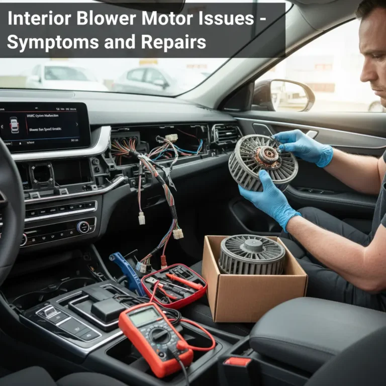 Simptomi i popravci problema s unutarnjim ventilatorom automobila, prikazani uz online kupovinu dijelova za brzu zamjenu.