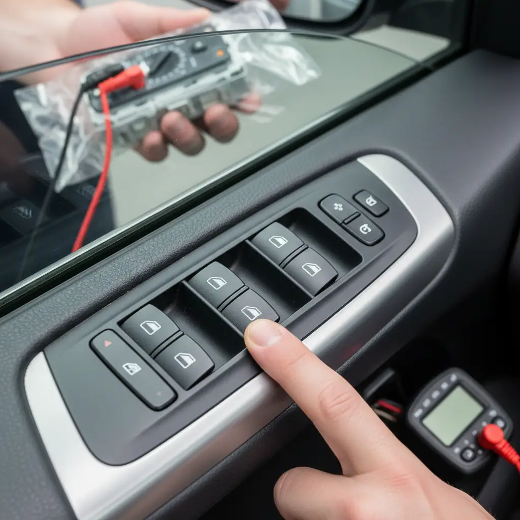 Simptomi neispravne prekidača prozora: ne reagira, trzaji, spor rad. Dijagnostika i rješenja dostupna putem online kupovine auto dijelova.