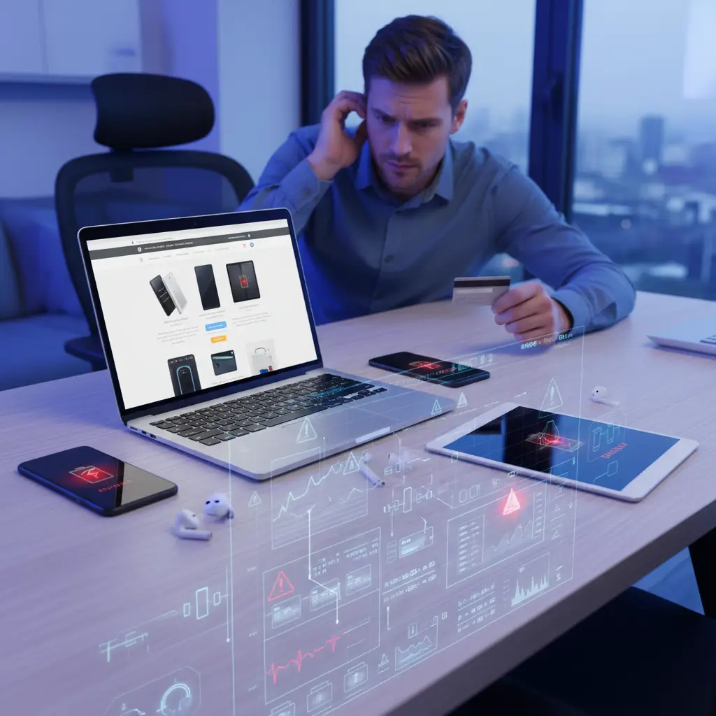 Tehničar koristi multimetar za provjeru žica i konektora unutar električne ploče sustava upravljanja baterijom, tražeći uzrok kvara.