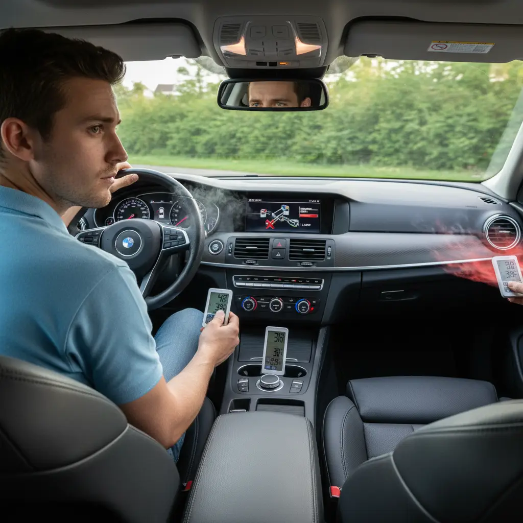 Vaš auto klima uređaj može puhati topli zrak samo na jednoj strani zbog problema s blendama za preusmjeravanje zraka, niskom razinom rashladnog sredstva ili kvarom regulatora temperature, a rješenja uključuju provjeru i zamjenu neispravnih dijelova putem online kupovine.